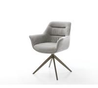 Chaise-pivotante Kaira-Flex tissu structuré doux gris pied croisé large aspect titane pivotement sur 360° fonction bascule