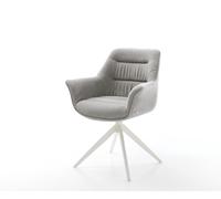 Chaise-pivotante Kaira-Flex tissu structuré doux gris pied croisé large blanc pivotement sur 360° fonction bascule