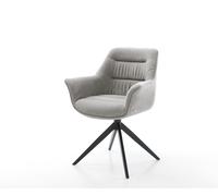 Chaise-pivotante Kaira-Flex tissu structuré doux gris pied croisé large noir pivotement sur 360° fonction bascule