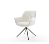 Chaise-pivotante Keila-Flex avec accoudoirs bouclé doux beige pied croisé large grafiete pivotement sur 360° fonction bascule