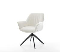 Chaise-pivotante Keila-Flex avec accoudoirs bouclé doux beige pied croisé large noir pivotement sur 360° fonction bascule