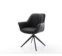 Chaise-pivotante Keila-Flex cuir de vache noir pied croisé large noir pivotement sur 360° fonction bascule