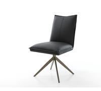Chaise-pivotante Lelio-Flex cuir de vache noir pied croisé large aspect titane pivotement sur 360° fonction bascule ressorts ensachés