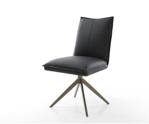 Chaise-pivotante Lelio-Flex cuir de vache noir pied croisé large aspect titane pivotement sur 360° fonction bascule ressorts ensachés
