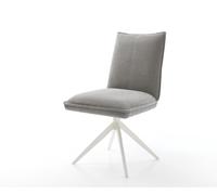 Chaise-pivotante Lelio-Flex tissu structuré doux gris pied croisé large blanc pivotement sur 360° fonction bascule resorts ensachés
