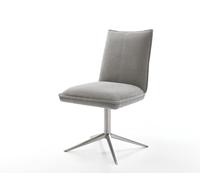 Chaise-pivotante Lelio-Flex tissu structuré doux gris pied de chaise 4 branches acier inoxydable pivotement sur 360° fonction bascule resorts ensachés