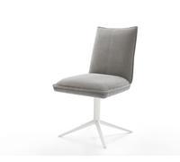 Chaise-pivotante Lelio-Flex tissu structuré doux gris pied de chaise 4 branches blanc pivotement sur 360° fonction bascule resorts ensachés