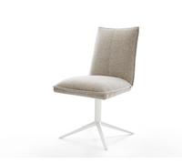 Chaise-pivotante Lelio-Flex tissu tissé doux beige pied de chaise 4 branches blanc pivotement sur 360° fonction bascule resorts ensachés