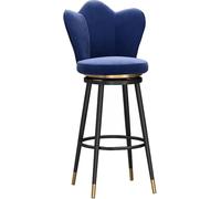 Chaise pivotante Les pivotants Forme de pétale Back Kitchen Island Comptoir Hauteur tabourets avec Repose-Pieds Jambes en métal Noir pour Pub Home Bar Dining Room (Blue-1PS, 75 cm)
