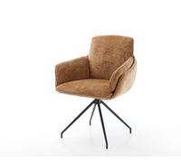 Chaise-pivotante Luan-Flex avec accoudoirs chenille rouille pied croisé conique noir pivotement sur 180°