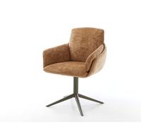 Chaise-pivotante Luan-Flex avec accoudoirs chenille rouille pied de chaise 4 branches aspect titane pivotement sur 360° fonction bascule