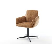 Chaise-pivotante Luan-Flex avec accoudoirs chenille rouille pied de chaise 4 branches noir pivotement sur 360°