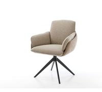 Chaise-pivotante Luan-Flex avec accoudoirs tissu mixte couleur boue pied croisé large noir pivotement sur 360°