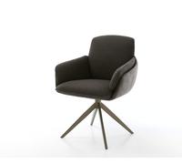 Chaise-pivotante Luan-Flex avec accoudoirs tissu mixte noir pied croisé large aspect titane pivotement sur 360° fonction bascule
