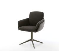 Chaise-pivotante Luan-Flex avec accoudoirs tissu mixte noir pied de chaise 4 branches aspect titane pivotement sur 360° fonction bascule