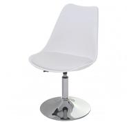 Chaise pivotante Malmö T501 - Chaise de cuisine réglable en hauteur - Similicuir blanc - Socle chromé
