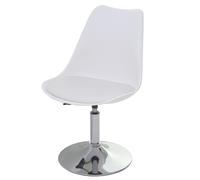 Chaise Pivotante Malmö T501, Chaise De Cuisine, Réglable En Hauteur, Similicuir Blanc, Socle Chromé Multicolore
