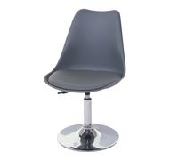 Chaise pivotante Malmö T501 - Chaise de cuisine réglable en hauteur - Similicuir gris foncé - Socle chromé