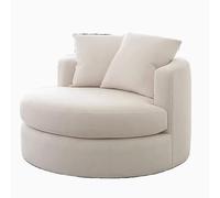 Chaise Pivotante Moderne avec Dossier en Baril, Accent Rond, Pivotant À 360°, Fauteuil De Salon Club, Rembourré pour Chambre À Coucher, Forme De Canapé pour Salon 100x100x70cm