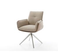 Chaise-pivotante Nela-Flex microvelours boue pied croisé large acier inoxydable brossé pivotement sur 360° fonction bascule
