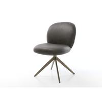 Chaise-pivotante Nube-Flex microvelours anthracite vintage pied croisé large aspect titane pivotement sur 360° ressorts ensachés