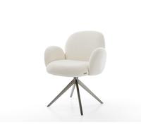 Chaise-pivotante Nube-Flex mit Armlehnen bouclé blanc pied croisé large grafiete pivotement sur 360° fonction bascule ressorts ensachés