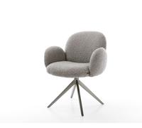 Chaise-pivotante Nube-Flex mit Armlehnen bouclé gris argenté pied croisé large grafiete pivotement sur 360° fonction bascule ressorts ensachés