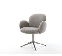 Chaise-pivotante Nube-Flex mit Armlehnen bouclé gris argenté pied de chaise 4 branches grafiete pivotement sur 360° fonction bascule ressorts ensachés