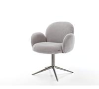 Chaise-pivotante Nube-Flex mit Armlehnen côtelé gris argenté pied de chaise 4 branches grafiete pivotement sur 360° fonction bascule ressorts ensachés