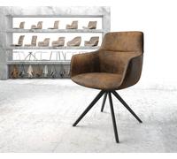 Chaise-pivotante Pejo-Flex brun antique cadre croisé angulaire noir pivote sur 180°