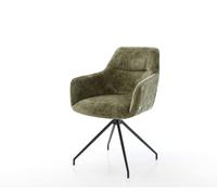 Chaise-pivotante Pejo-Flex chenille olive pied croisé conique noir pivotement sur 180° ressorts ensachés