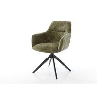 Chaise-pivotante Pejo-Flex chenille olive pied croisé large noir pivotement sur 360° fonction bascule ressorts ensachés