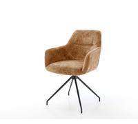 Chaise-pivotante Pejo-Flex chenille rouille pied croisé conique noir pivotement sur 180° ressorts ensachés