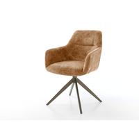 Chaise-pivotante Pejo-Flex chenille rouille pied croisé large aspect titane pivotement sur 360° fonction bascule ressorts ensachés
