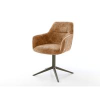 Chaise-pivotante Pejo-Flex chenille rouille pied de chaise 4 branches aspect titane pivotement sur 360° fonction bascule ressorts ensachés
