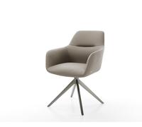 Chaise-pivotante Pejo-Flex cuir de vache couleur boue pied croisé large grafiete pivotement sur 360° fonction bascule ressorts ensachés