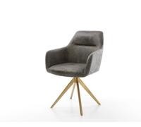 Chaise-pivotante Pejo-Flex gris antique cadre croisé angulaire or pivote sur 180°