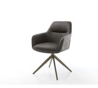 Chaise-pivotante Pejo-Flex microvelours anthracite vintage pied croisé large aspect titane pivotement sur 360° fonction bascule ressorts ensachés