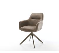 Chaise-pivotante Pejo-Flex microvelours taupe vintage pied croisé large aspect titane pivotement sur 360° ressorts ensachés