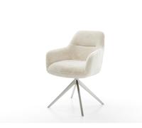 Chaise-pivotante Pejo-Flex peluche crème-blanc pied croisé large acier inoxydable pivotement sur 360° fonction bascule resorts ensachés