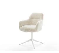 Chaise-pivotante Pejo-Flex peluche crème-blanc pied de chaise 4 branches blanc pivotement sur 360° fonction bascule resorts ensachés