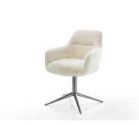 Chaise-pivotante Pejo-Flex peluche crème-blanc pied de chaise 4 branches grafiete pivotement sur 360° fonction bascule resorts ensachés