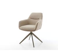 Chaise-pivotante Pejo-Flex tissu mixte couleur boue pied croisé large aspect titane pivotement sur 360° ressorts ensachés