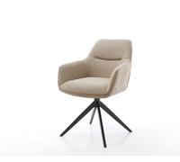 Chaise-pivotante Pejo-Flex tissu mixte couleur boue pied croisé large noir pivotement sur 360° ressorts ensachés