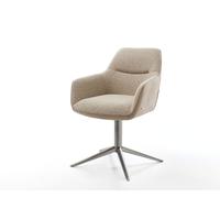 Chaise-pivotante Pejo-Flex tissu mixte couleur boue pied de chaise 4 branches acier inoxydable brossé pivotement sur 360° fonction bascule ressorts ensachés