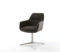 Chaise-pivotante Pejo-Flex tissu mixte noir pied de chaise 4 branches acier inoxydable brossé pivotement sur 360° ressorts ensachés