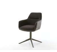Chaise-pivotante Pejo-Flex tissu mixte noir pied de chaise 4 branches aspect titane pivotement sur 360° fonction bascule ressorts ensachés