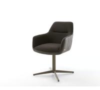 Chaise-pivotante Pejo-Flex tissu mixte noir pied de chaise 4 branches aspect titane pivotement sur 360° ressorts ensachés