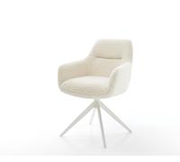 Chaise-pivotante Pejo-Flex tissu teddy beige pied croisé large blanc pivotement sur 360° fonction bascule resorts ensachés
