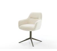 Chaise-pivotante Pejo-Flex tissu teddy beige pied de chaise 4 branches aspect titane pivotement sur 360° fonction bascule resorts ensachés